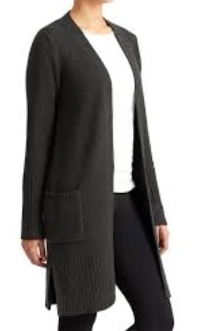 Athleta 100% Merino Extra Fine Wool Charcoal Gray Passage Duster Cardigan L